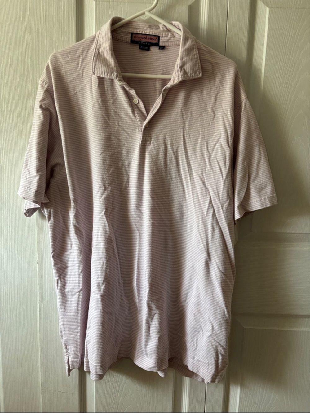 Vineyard Vines Men's Pale Pink Micro-Stripe Polo